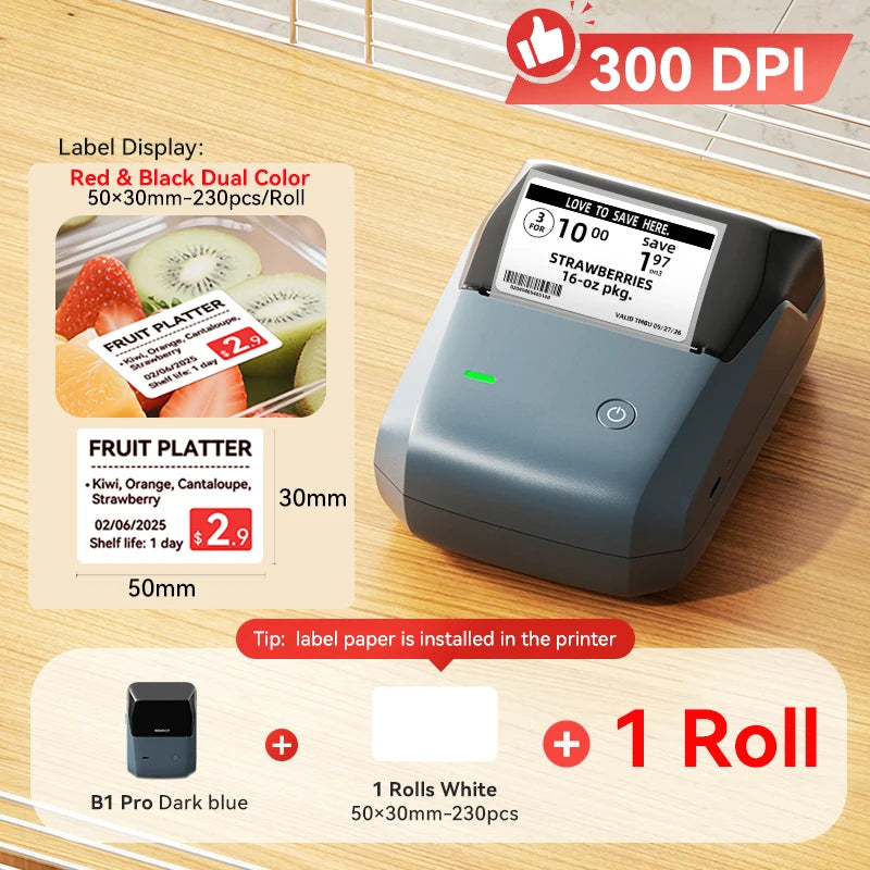 NIIMBOT B1 Portable Bluetooth Label Printer — 2-Inch Thermal Sticker Maker for Smartphones & PC