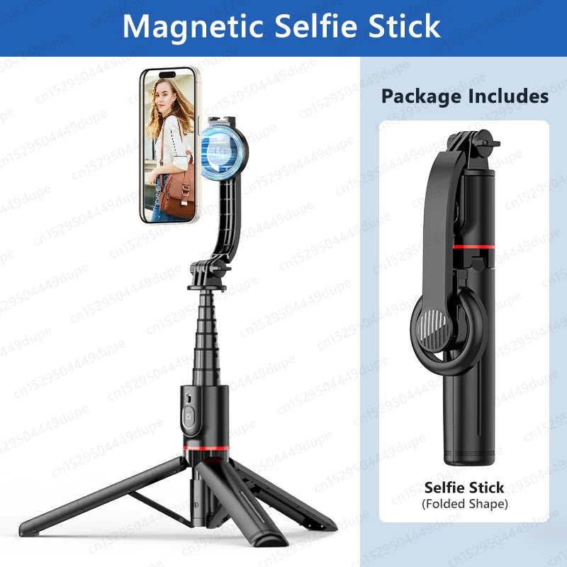 KEELEAD Magnetic Selfie Stick Tripod with Bluetooth Remote — Compatible with iPhone 12–15 Pro Max