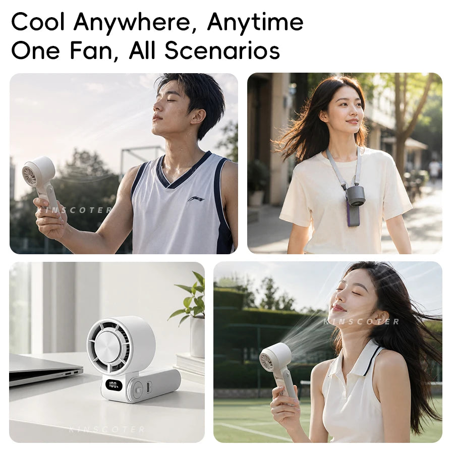 KINSCOTER Foldable Handheld Fan — 3600mAh, 100-Speed Control, Ice-Cool Technology