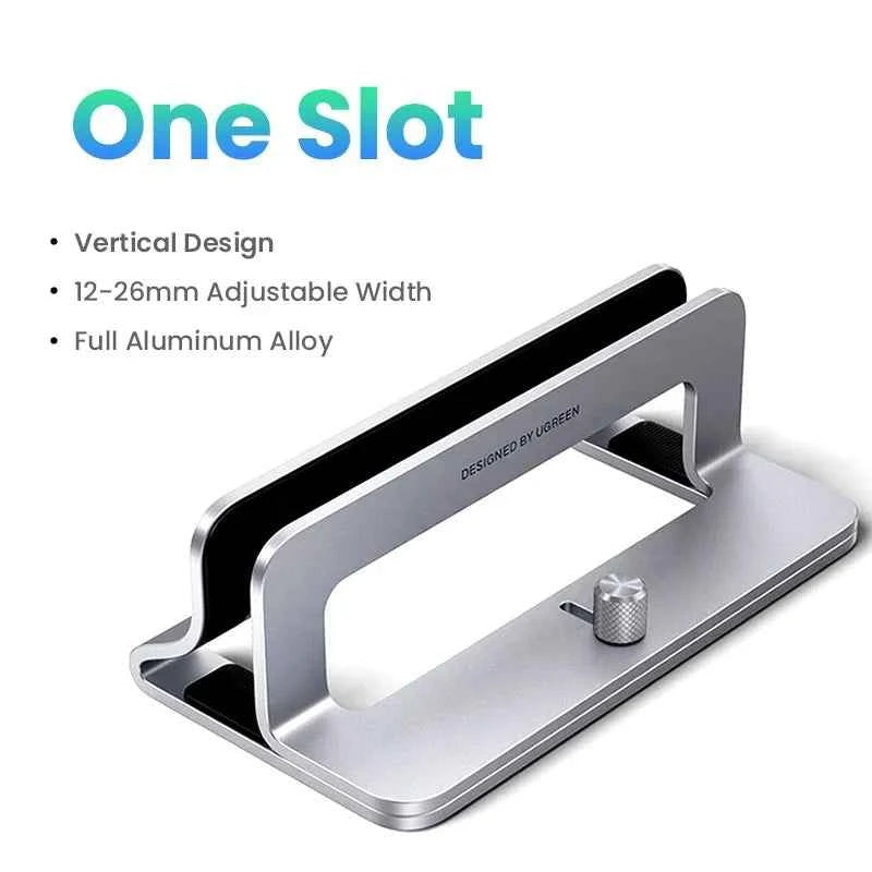UGREEN Vertical Laptop Stand – Triple Slot Aluminium Holder for MacBook Air/Pro, iPad & Phone | Desk Organiser