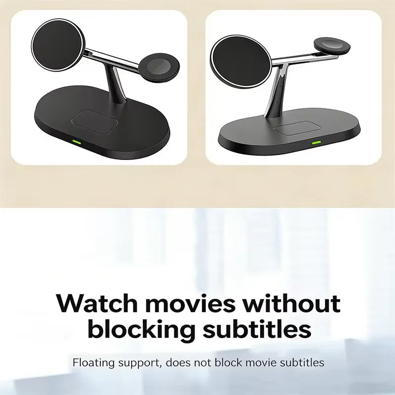 3-in-1 Magnetic Wireless Charging Station – MagSafe for iPhone 16/15/14/13/12, Apple Watch & AirPods Pro Fast Charge