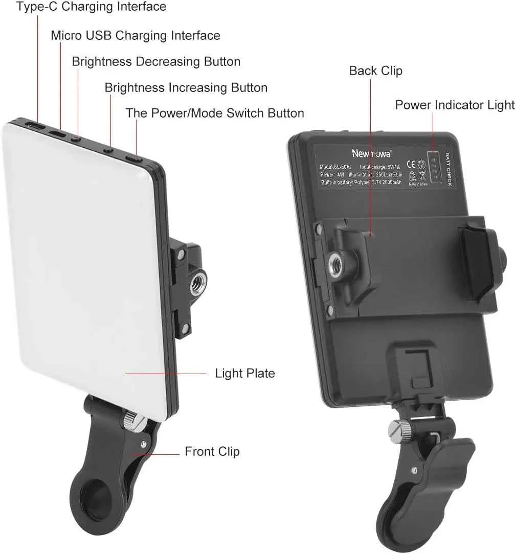 LED Clip-On Selfie & Video Conference Light – 3 Lighting Modes for iPhone, Laptop & Camera