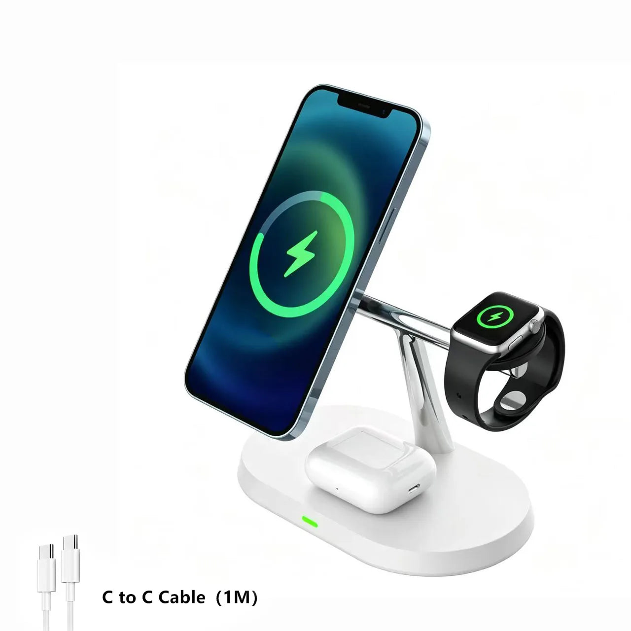3-in-1 Magnetic Wireless Charging Station – MagSafe for iPhone 16/15/14/13/12, Apple Watch & AirPods Pro Fast Charge