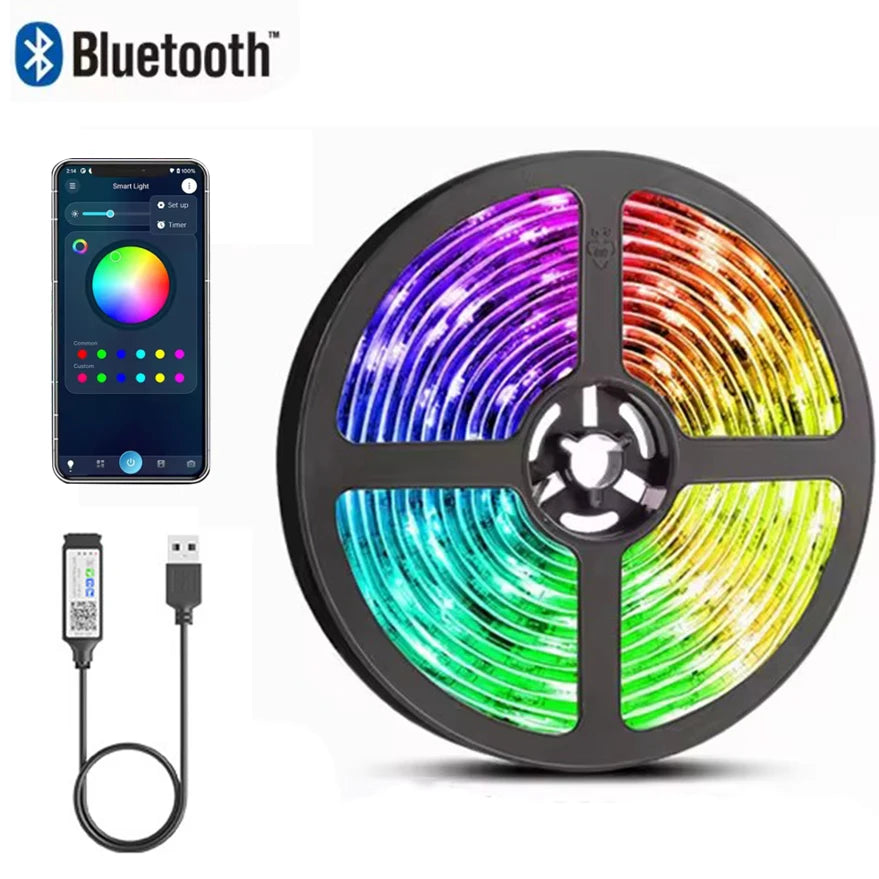 USB 5V RGB LED TV Backlight – App Control Flexible Ribbon Tape 5050 30 LEDs/m for TV, Bedroom & Room Decor