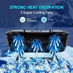 COOLCOLD Laptop Cooling Pad – 5 Quiet Fans, 5-Angle Adjustable Stand with Phone Holder for 12–17 Inch Laptops