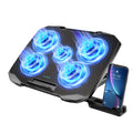 COOLCOLD Laptop Cooling Pad – 5 Quiet Fans, 5-Angle Adjustable Stand with Phone Holder for 12–17 Inch Laptops
