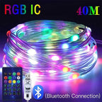 40M Smart RGB Outdoor Festoon String Lights – IP65 Bluetooth Music Sync LED Party Fairy Lights for Garden & Holiday