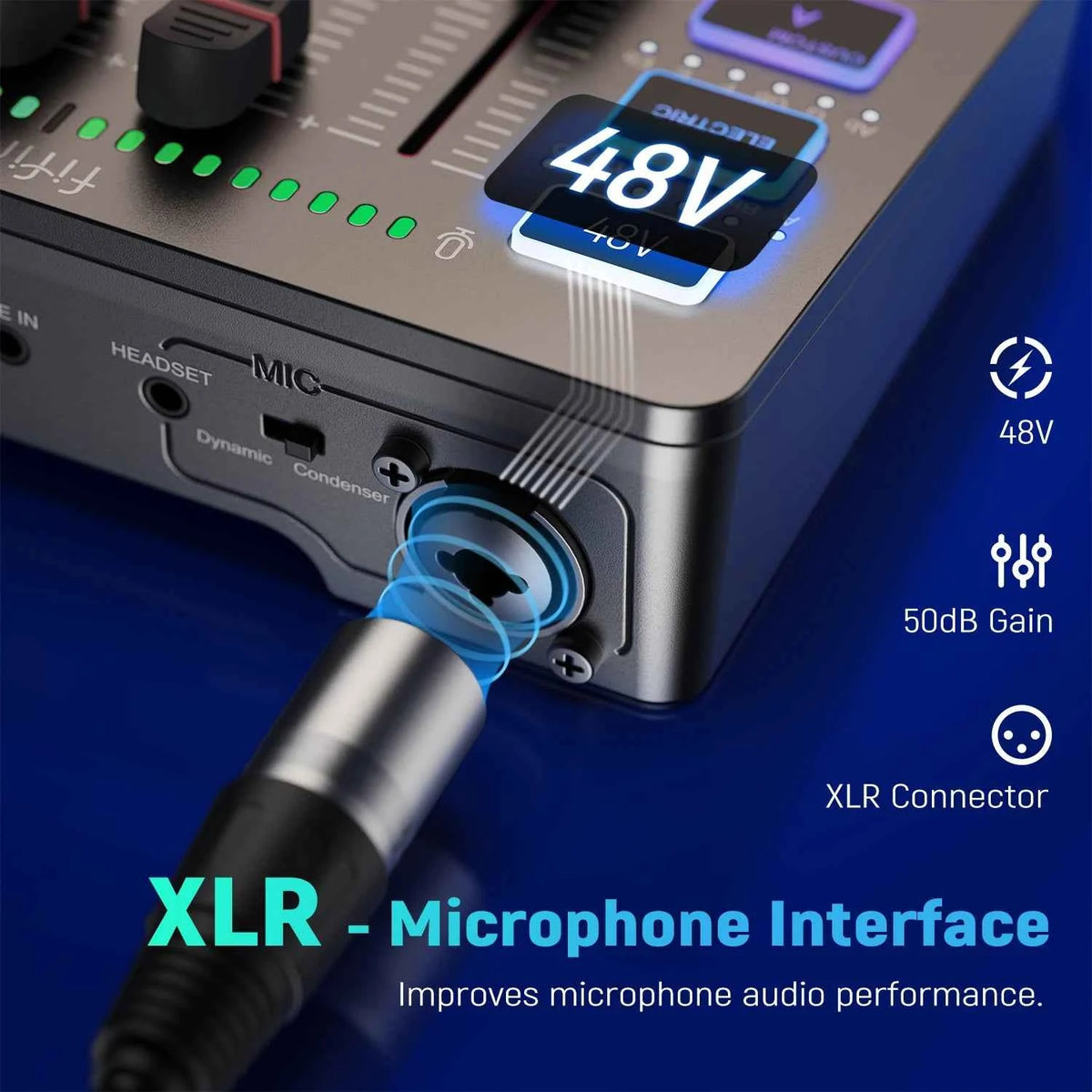 FIFINE SC3 Gaming Audio Mixer | 4-Channel RGB Streaming Mixer with XLR Input