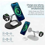 3-in-1 Magnetic Wireless Charging Station – MagSafe for iPhone 16/15/14/13/12, Apple Watch & AirPods Pro Fast Charge