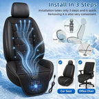 USB Car Seat Cooling Cushion – 3-Speed Fan Ventilated Full Back Seat Pad for Summer