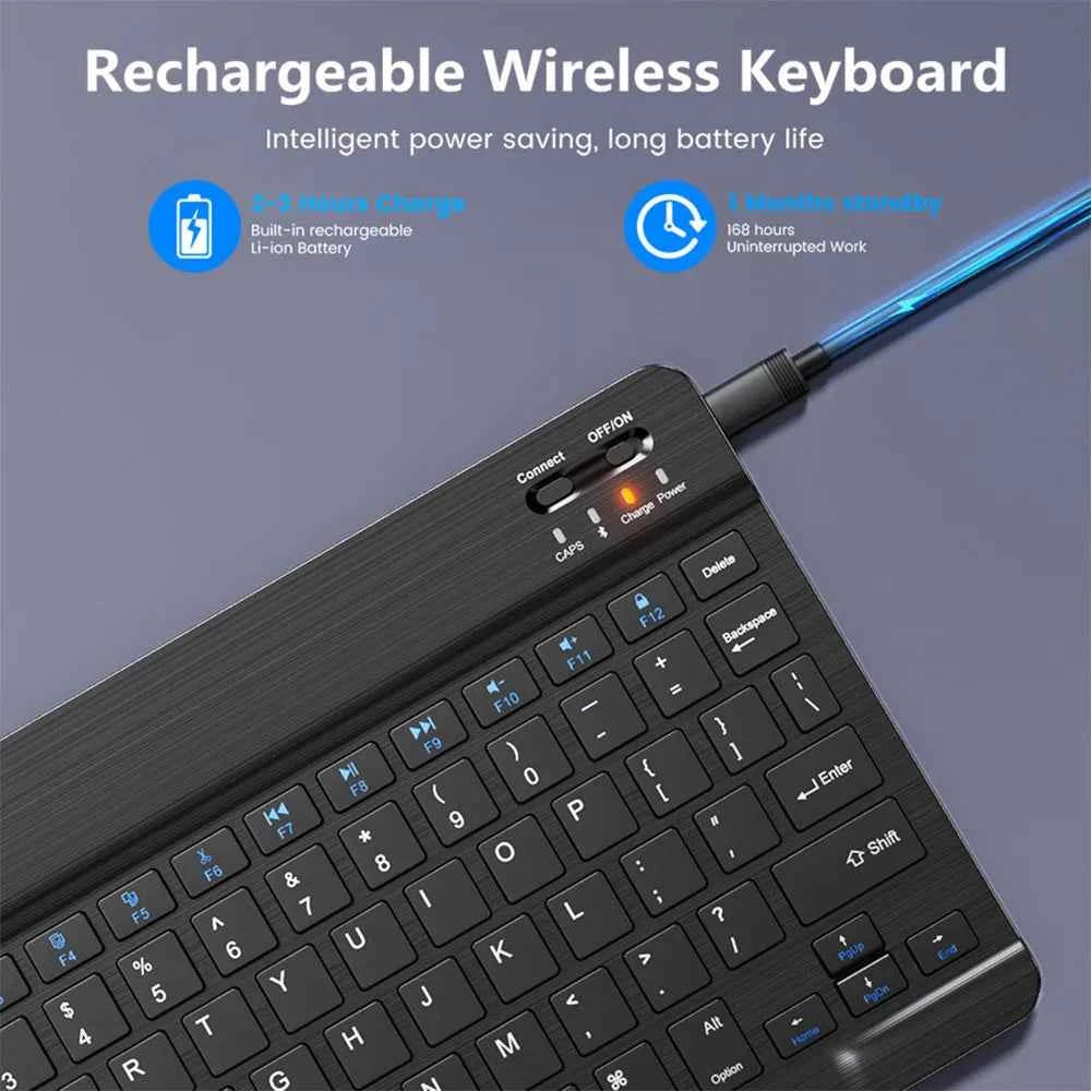 Bluetooth Wireless Keyboard & Mouse Combo – Silent, Multi-Language, Compatible with iPad, iOS, Android & Windows