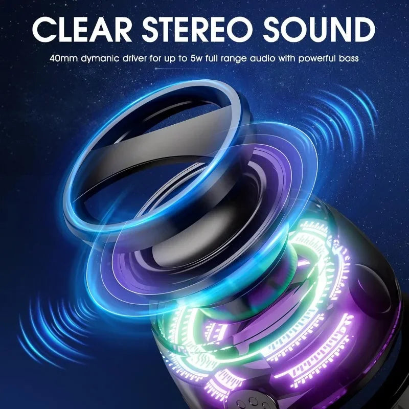 Outdoor Magnetic Bluetooth Speaker – Portable Mini Travel Stereo with RGB Light & Phone Holder for iOS & Android