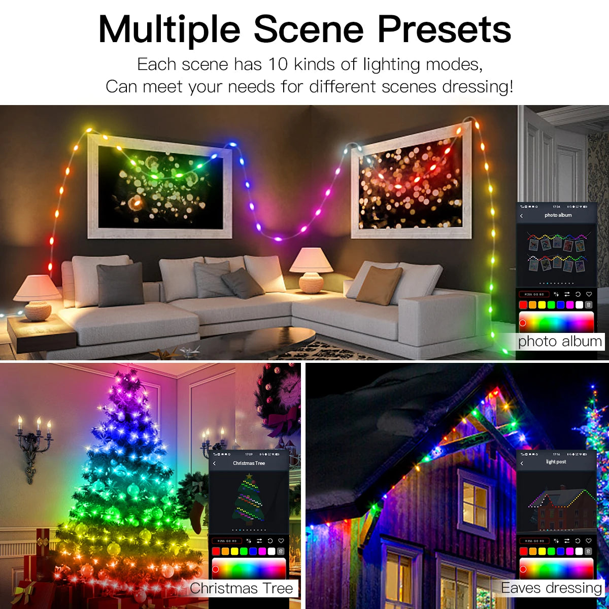 40M Smart RGB Outdoor Festoon String Lights – IP65 Bluetooth Music Sync LED Party Fairy Lights for Garden & Holiday