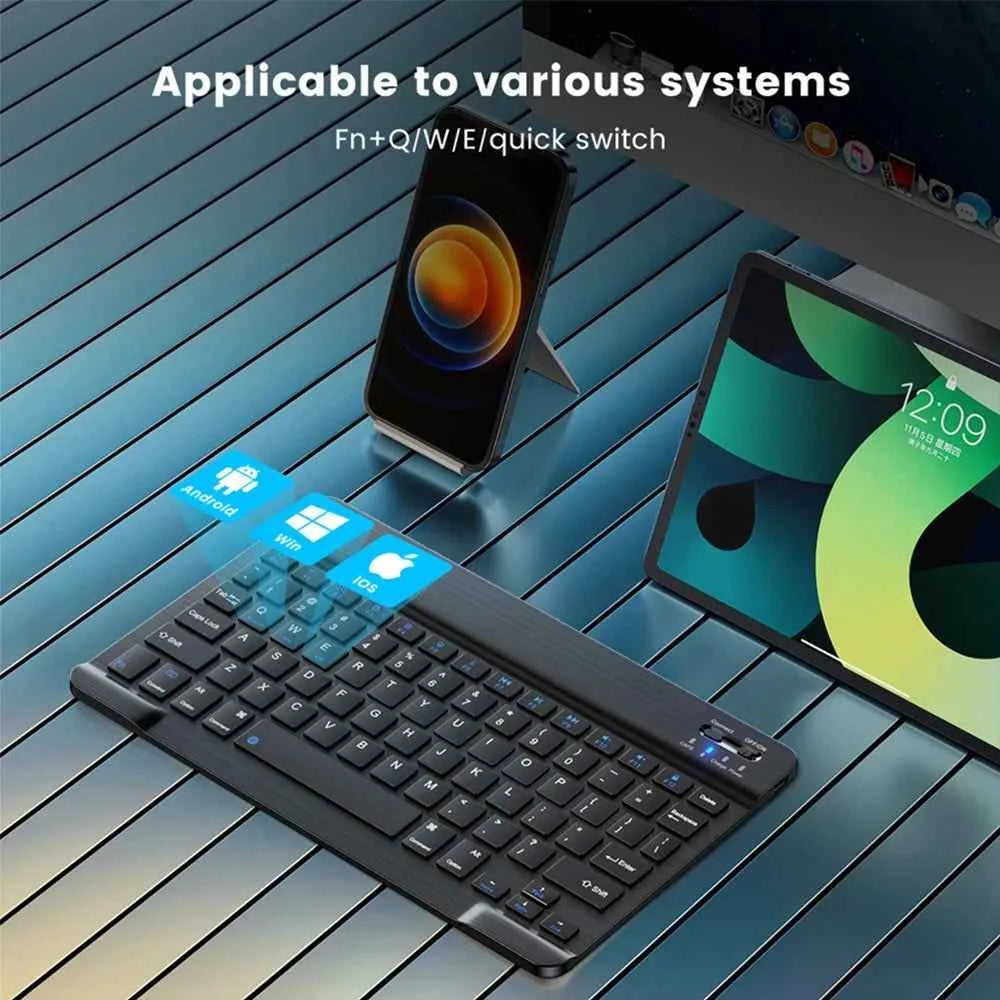 Bluetooth Wireless Keyboard & Mouse Combo – Silent, Multi-Language, Compatible with iPad, iOS, Android & Windows