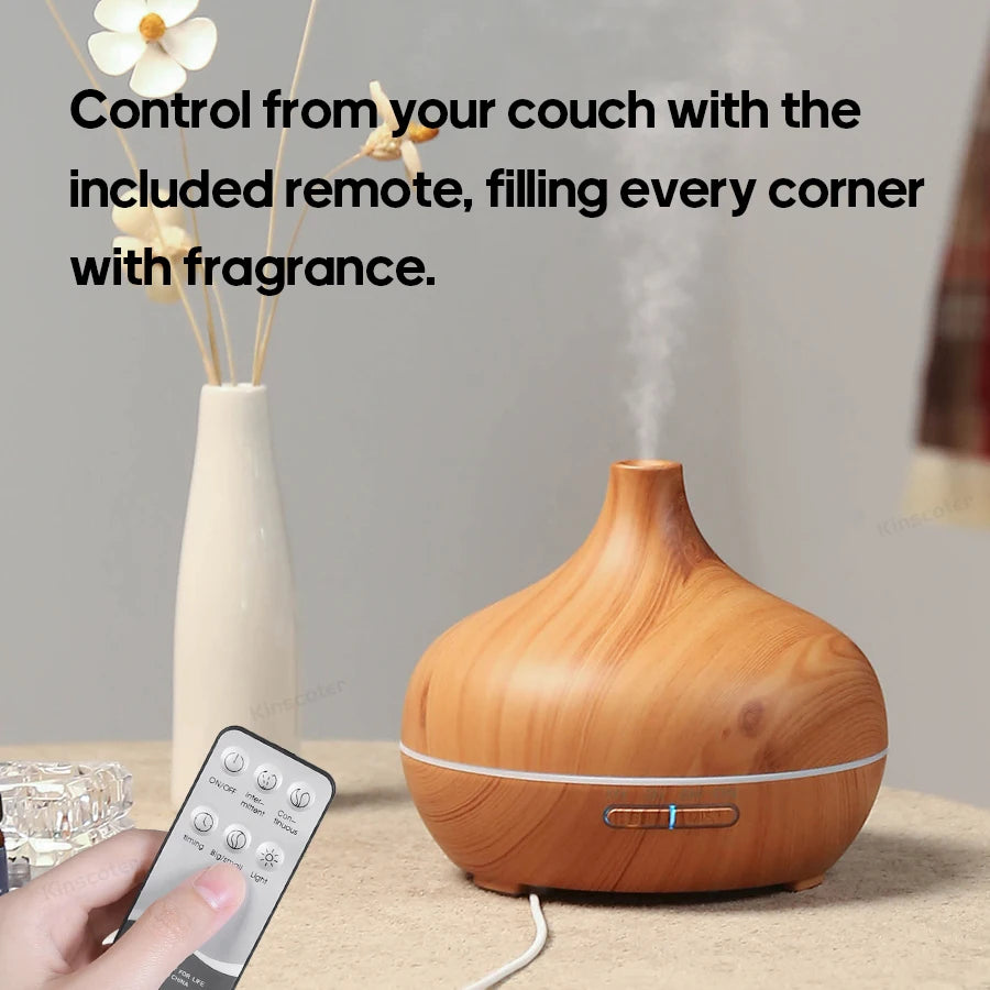 Rapuntek™ Wood Grain Aromatherapy Diffuser – USB Humidifier & Air Purifier with Essential Oil Set for Desk & Home
