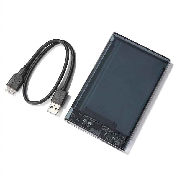 2.5" SSD & HDD Enclosure – Transparent USB 3.0 / Type-C External Hard Drive Case, Tool-Free