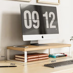 Elevated Monitor Stand with Home Office Storage Rack