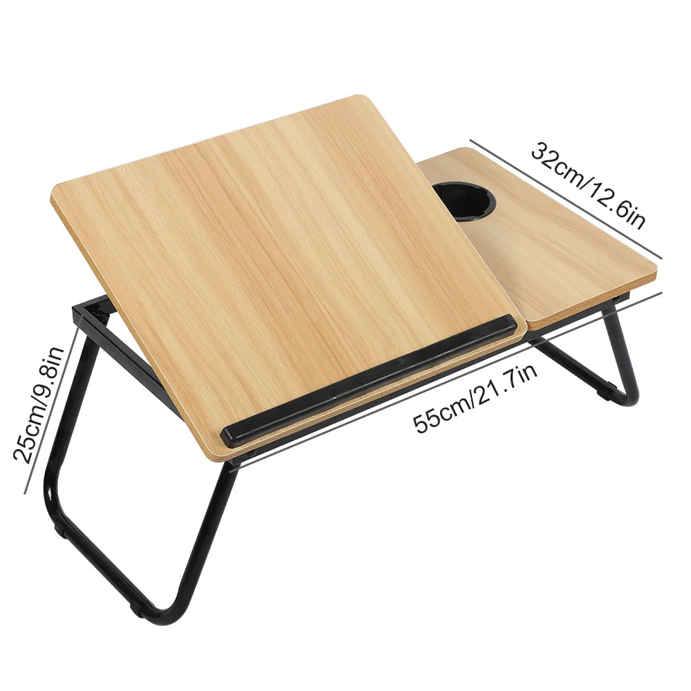 Adjustable Folding Laptop Desk with Cup Holder – 5 Height Levels