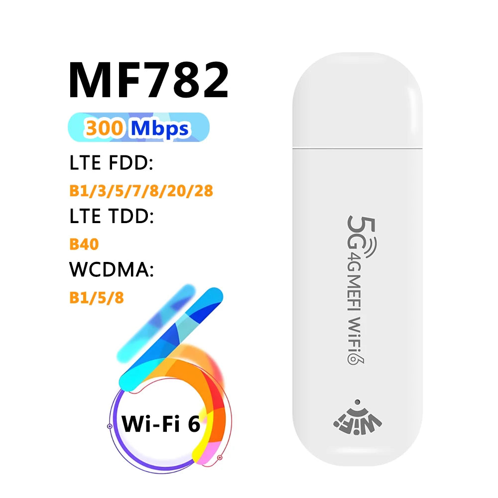DALFTECH 4G LTE USB Portable WiFi Router & Modem – 100/300Mbps, WiFi 4/6 Wireless Dongle with Hotspot