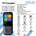 MSAI T11 Smart Language Translator Device — 138 Languages Online, 17 Offline, Photo Translation