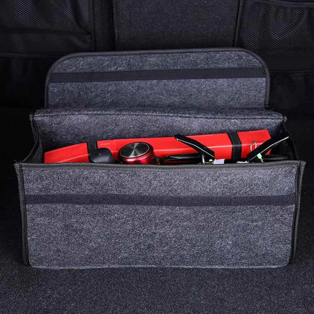 Car Trunk Organizer – Large Anti-Slip Felt Storage Bag with Compartments