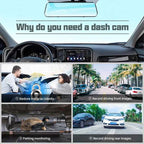10-Inch Dual 1080P Car DVR Rearview Mirror – Touch Screen Front & Rear Night Vision Dash Cam