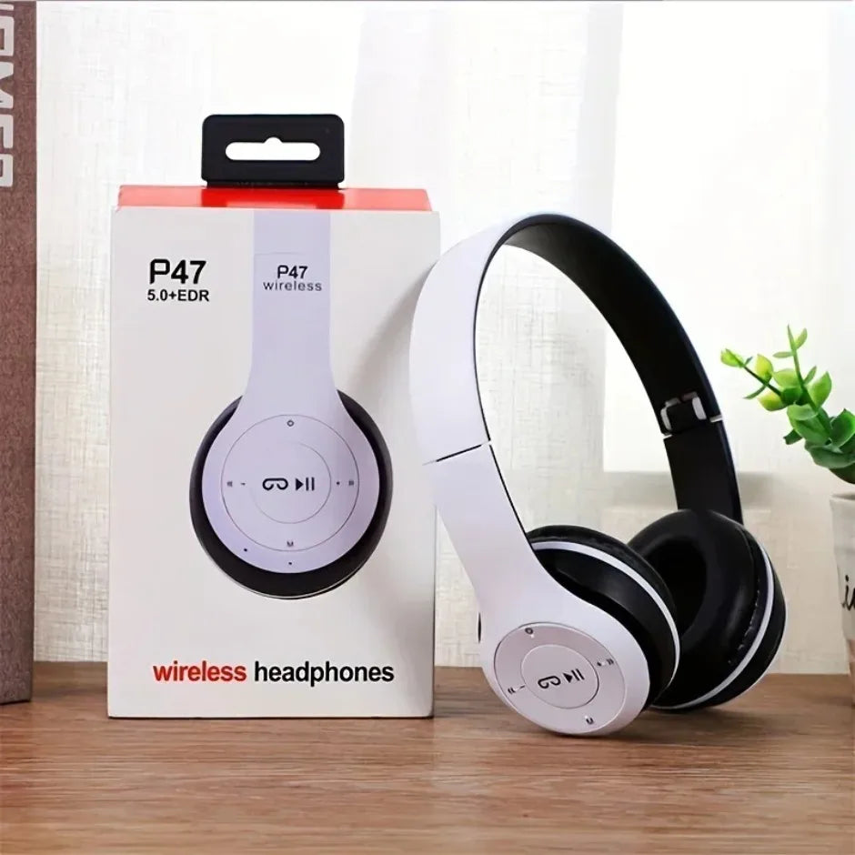 P47 Wireless Bluetooth Headphones – Foldable HiFi Bass Stereo with Microphone for Smartphones, TV & Gaming