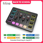 FIFINE SC3 Gaming Audio Mixer | 4-Channel RGB Streaming Mixer with XLR Input