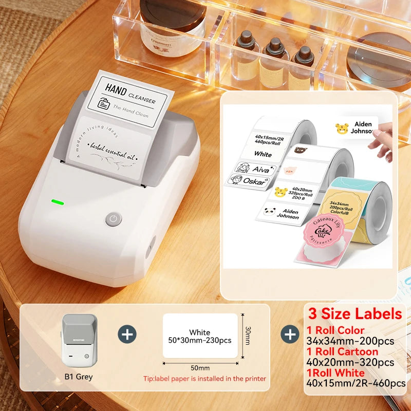 NIIMBOT B1 Portable Bluetooth Label Printer — 2-Inch Thermal Sticker Maker for Smartphones & PC