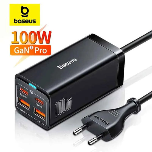 Baseus GaN3 100W / 65W Desktop Charger – Quick Charge QC 3.0/4.0 USB-C for iPhone 15, Huawei, Xiaomi & MacBook