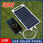30W Waterproof Solar Charging Panel – 6.8V Portable USB Power Supply for Camping, Hiking & Mobile Devices