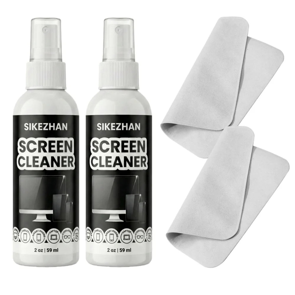 Screen Cleaner Kit – Streak-Free Spray & Microfibre Cloth for MacBook, iPad, iPhone, Laptop & TV