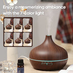Rapuntek™ Wood Grain Aromatherapy Diffuser – USB Humidifier & Air Purifier with Essential Oil Set for Desk & Home