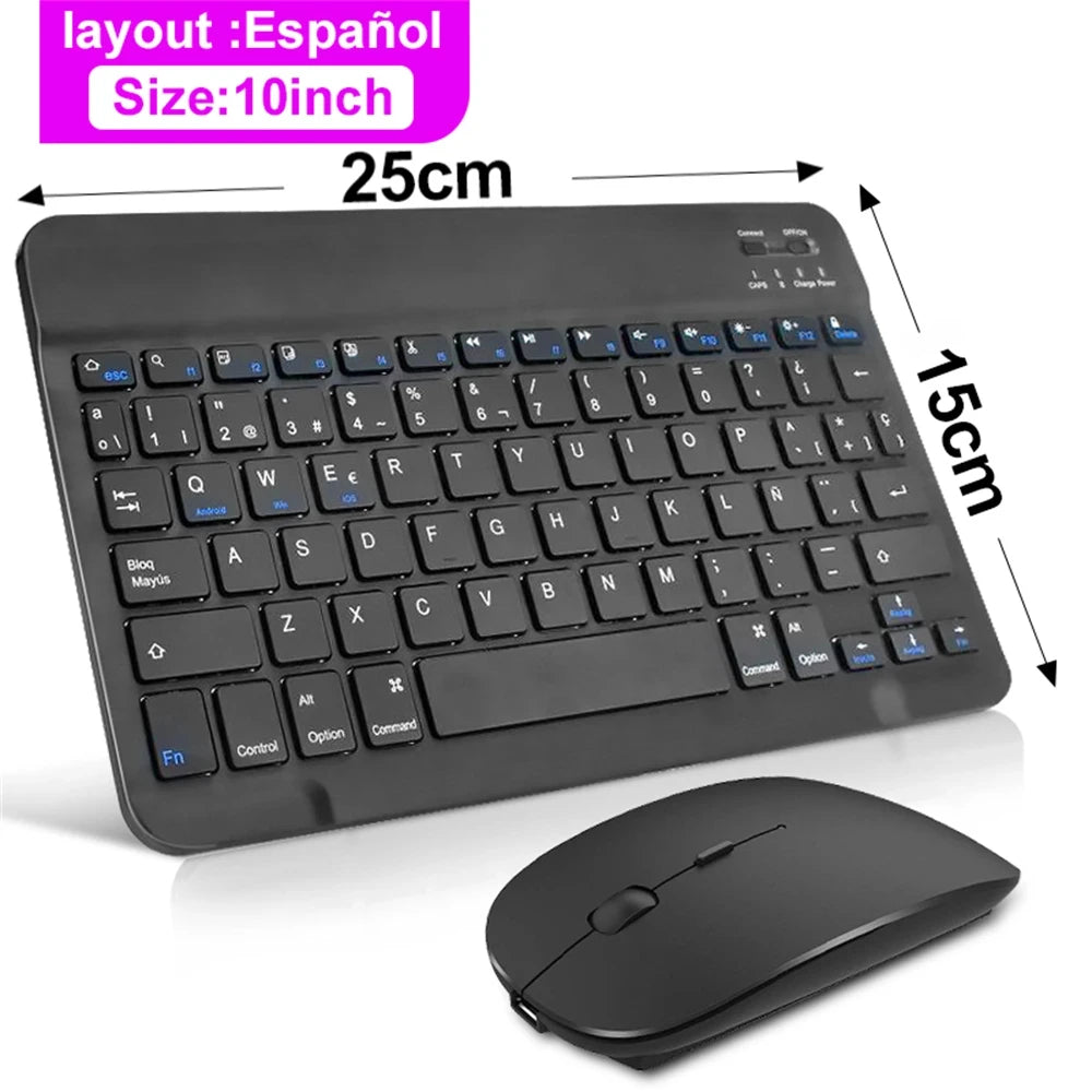 Bluetooth Wireless Keyboard & Mouse Combo – Silent, Multi-Language, Compatible with iPad, iOS, Android & Windows