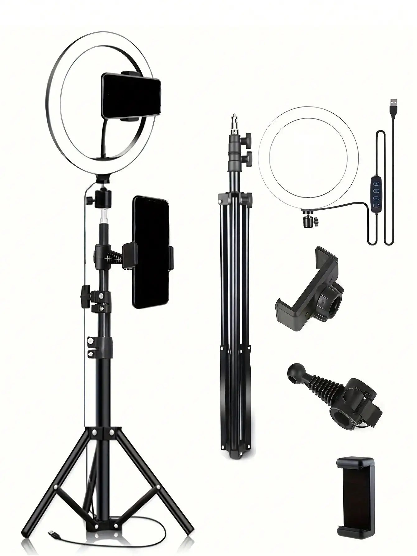 10" Ring Fill Light Kit — 110cm Adjustable Tripod & O-Clip | Live Streaming & Selfie Lighting