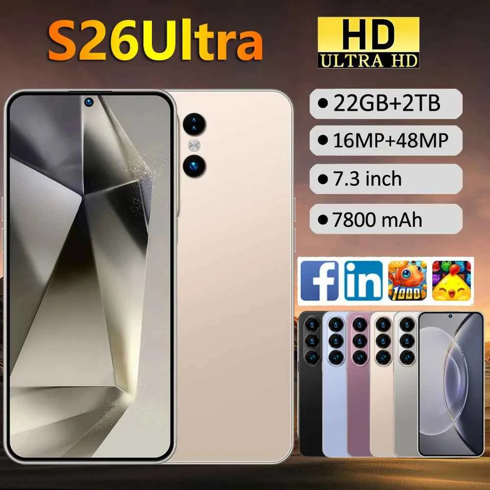 S26 Ultra Smartphone | 7.3" HD+ Display, 7800mAh, 48MP Camera, Android 15, 5G