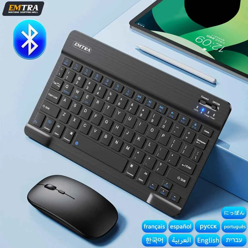 Bluetooth Wireless Keyboard & Mouse Combo – Silent, Multi-Language, Compatible with iPad, iOS, Android & Windows