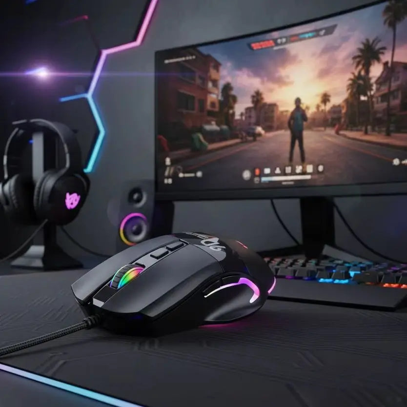 Programmable Wired Gaming Mouse with RGB Lighting — 9/10/12 Keys, 7200 DPI