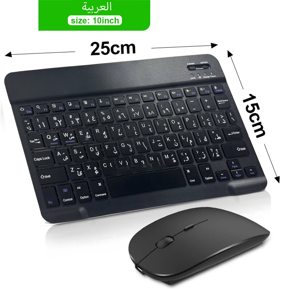 Bluetooth Wireless Keyboard & Mouse Combo – Silent, Multi-Language, Compatible with iPad, iOS, Android & Windows