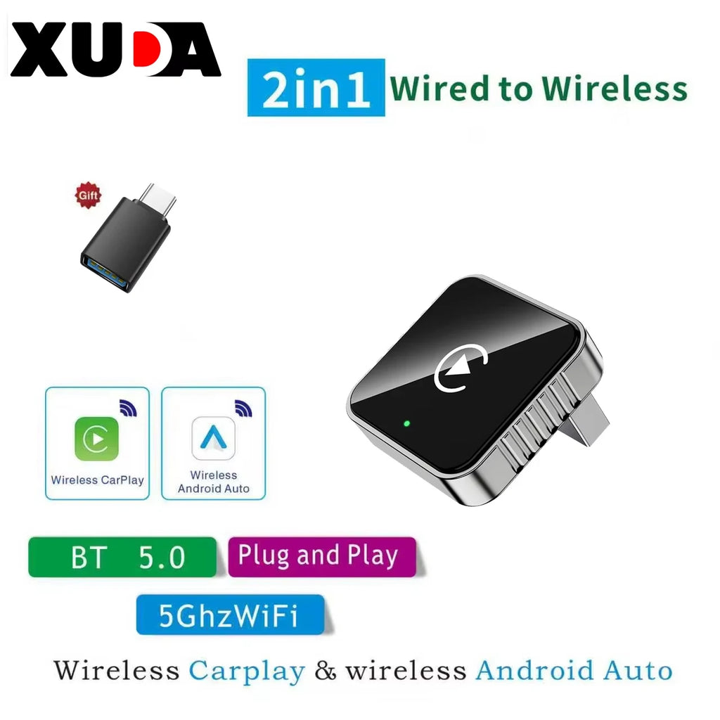 XUDA 2-in-1 Wireless Apple CarPlay & Android Auto Adapter for OEM Wired Car Systems