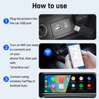 XUDA 2026 Mini Wireless Apple CarPlay & Android Auto Adapter with 5GHz Wi-Fi – Plug & Play for OEM Wired Systems