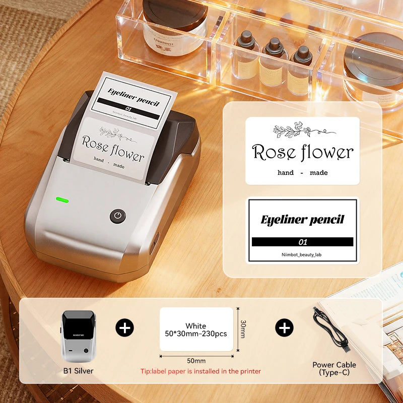 NIIMBOT B1 Portable Bluetooth Label Printer — 2-Inch Thermal Sticker Maker for Smartphones & PC
