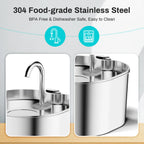 2.2L Stainless Steel Cat Water Fountain with Viewing Window