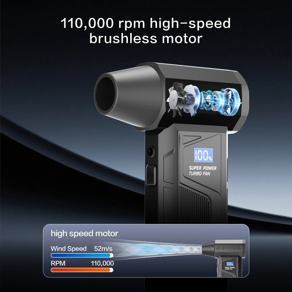 Wireless Brushless Turbo Jet Air Blower – LED Display Portable Car Cleaning Fan 2026