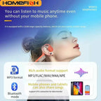 HOMEFISH IPX8 Waterproof Bone Conduction Headphones – Open Ear Bluetooth Sport Headset with 32GB MP3 & 72H Battery