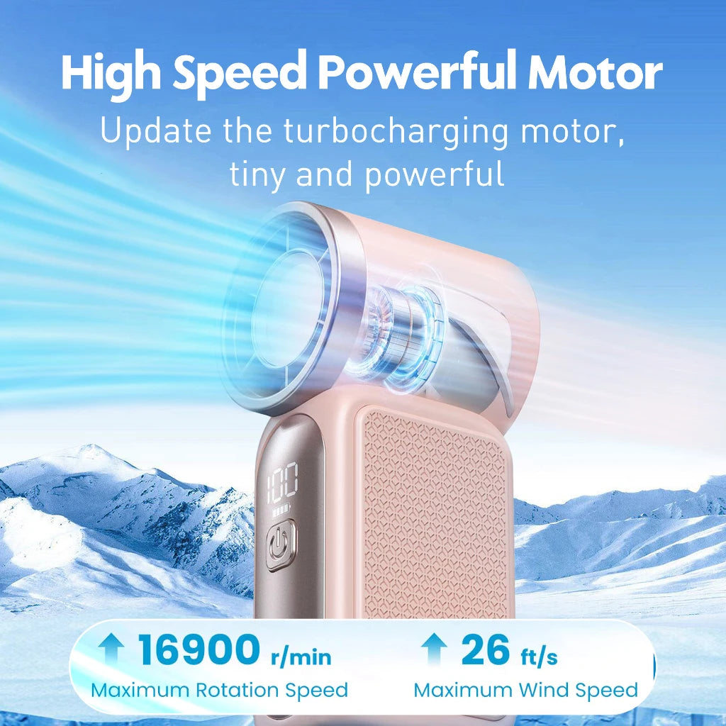 Mini Handheld Turbo Pocket Fan — 3600mAh, 6-Speed, LED Display for Outdoor & Travel