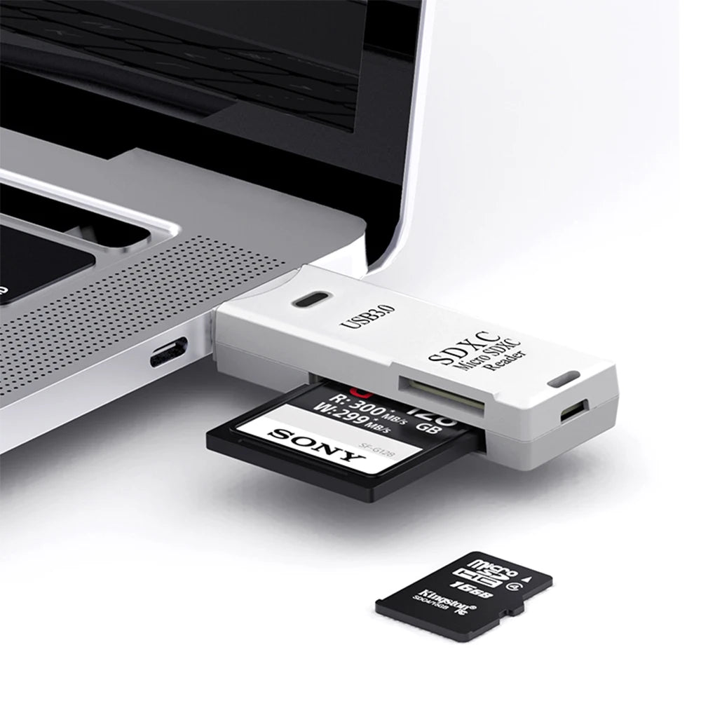 2-in-1 USB 3.0 Card Reader – High-Speed TF & SD Memory Card Adapter for PC & Laptop