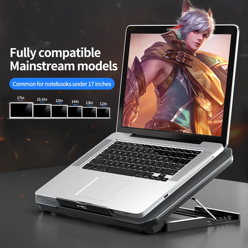 Q100 17-Inch Gaming Laptop Cooling Pad – LED Screen, 2600RPM Fan, Dual USB Port Notebook Stand Cooler