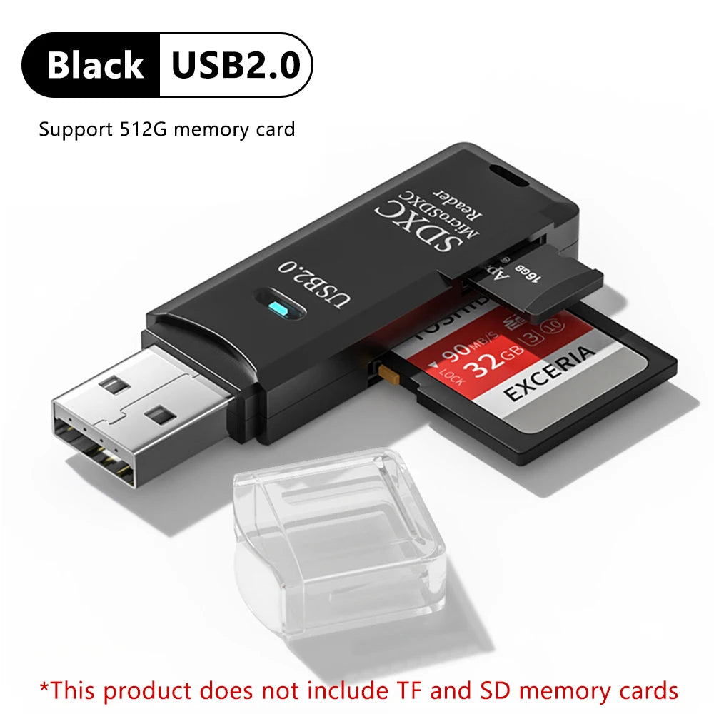 2-in-1 USB 3.0 Card Reader – High-Speed TF & SD Memory Card Adapter for PC & Laptop