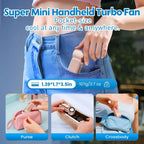 Mini Handheld Turbo Pocket Fan — 3600mAh, 6-Speed, LED Display for Outdoor & Travel